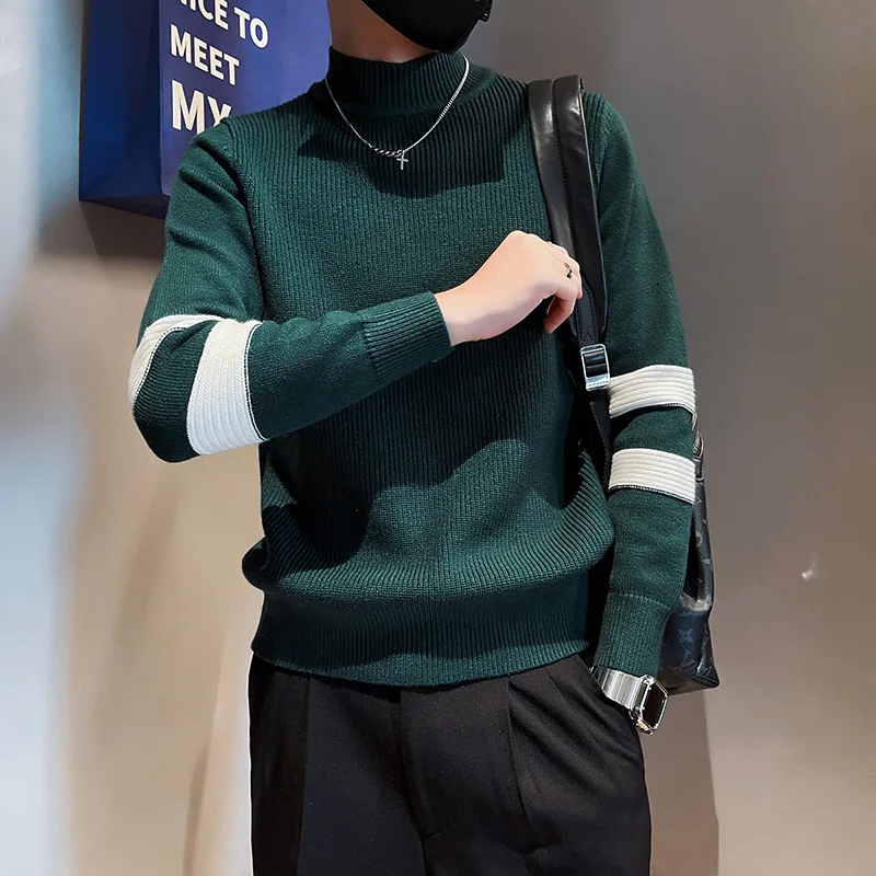 Pullover Turtleneck Men Clothing Turtle Neck Coats High Collar Knitted Sweater Korean Man Clothes Autumn New Plus size S-3XL