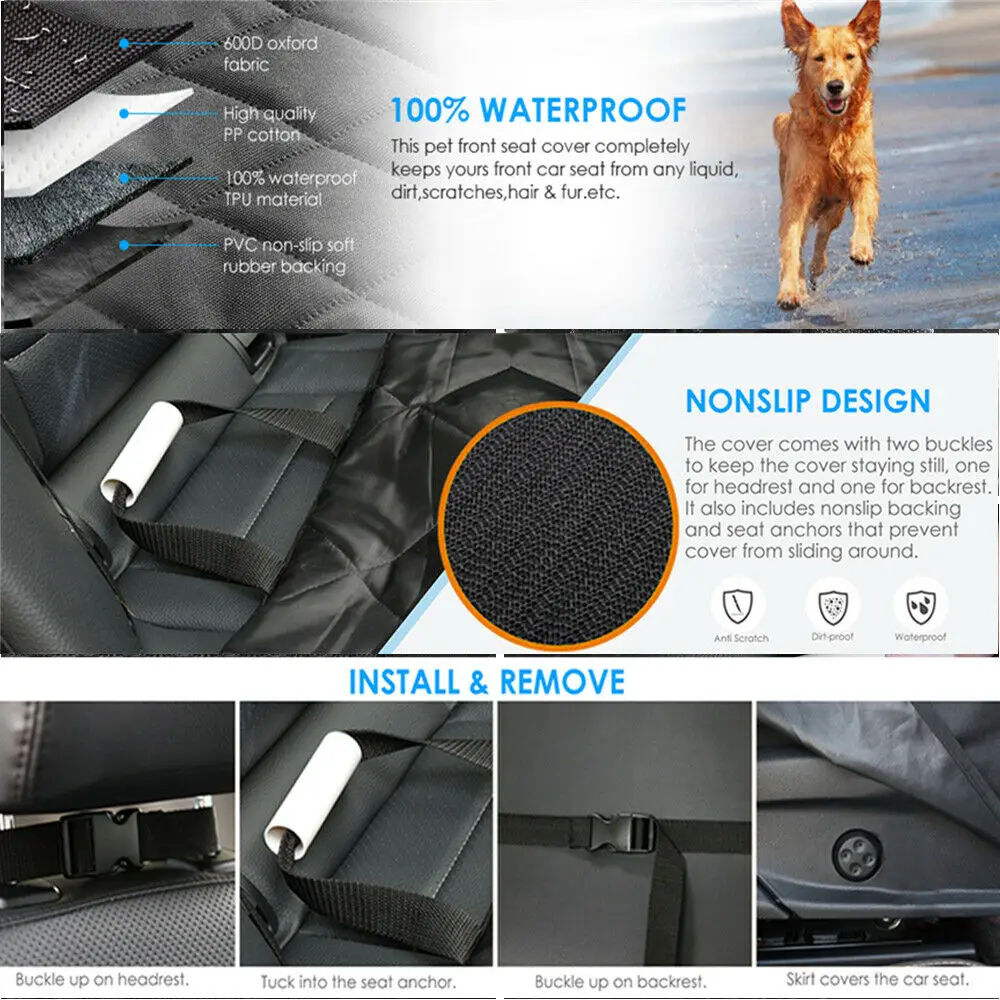 

Dog Car Seat Cover 2 in 1 Pet Booster Seat Non-Slip Waterproof Convertible Mat