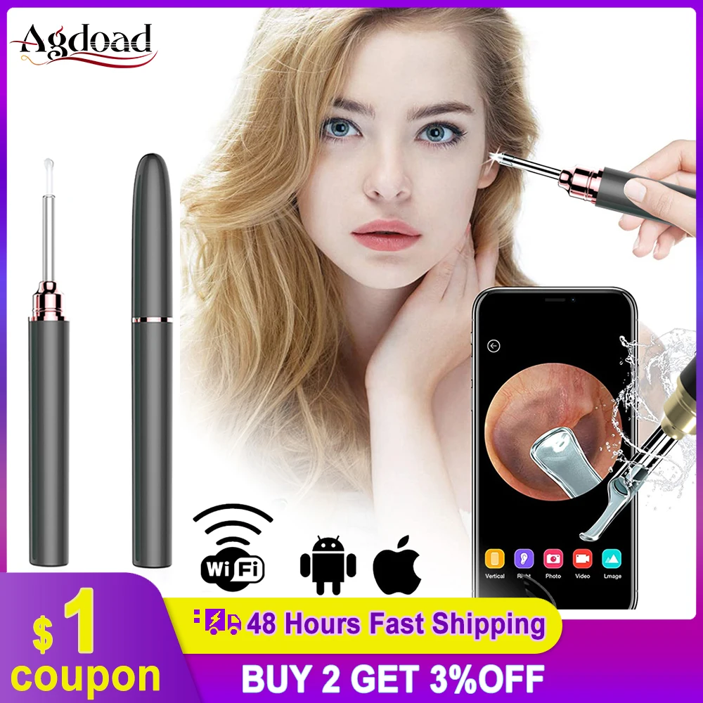 

Wireless Visual In Ear Cleaning Endoscope Spoon Mini Camera Ear Picker Ear Mouth Nose Wax Removal Otoscope Support Android PC