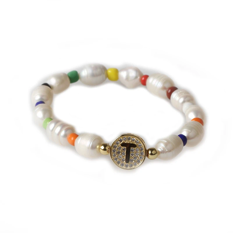 Женский браслет из натурального пресноводного жемчуга 26 букв|Плетеные браслеты|