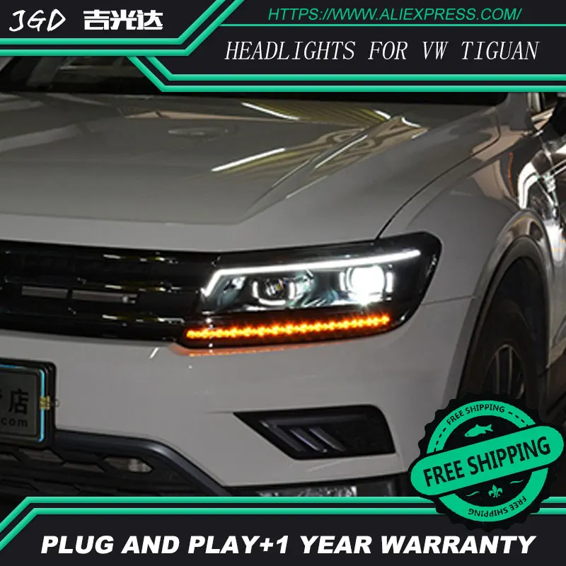 Автомобильный Стайлинг налобный фонарь чехол для фар VW Tiguan светодиодный фары DRL H7