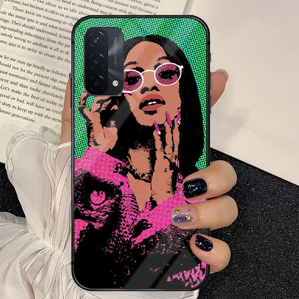 

Cardi B Rapper Phone Tempered Glass Case Cover For oppo realme find a x c xt gt 2 53 3 6 7 50 11 Pro lite 5g Pretty Soft Luxury