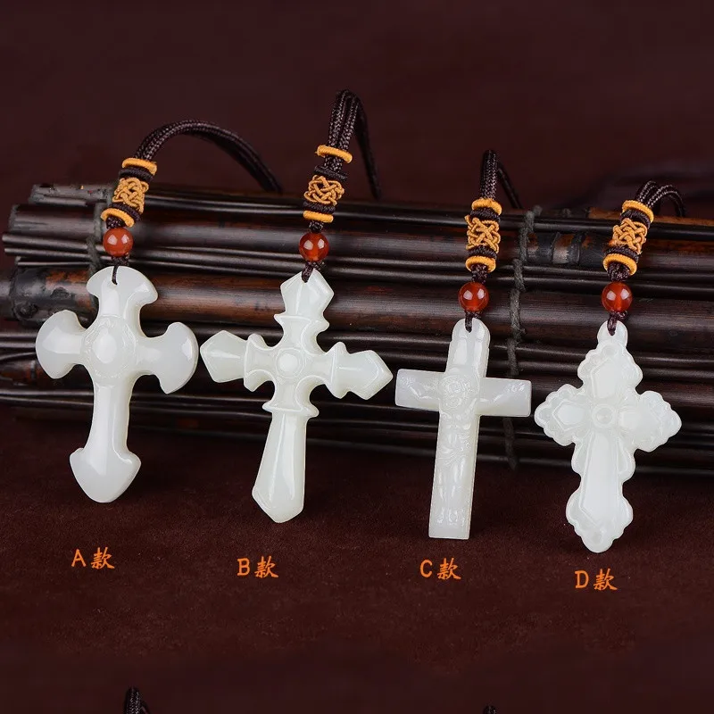 

Hand Carved Xinjiang Hetian Jade Jewelry Pendant Natural Jade Cross Pendant Necklace Men And Women Wholesale Jewelry
