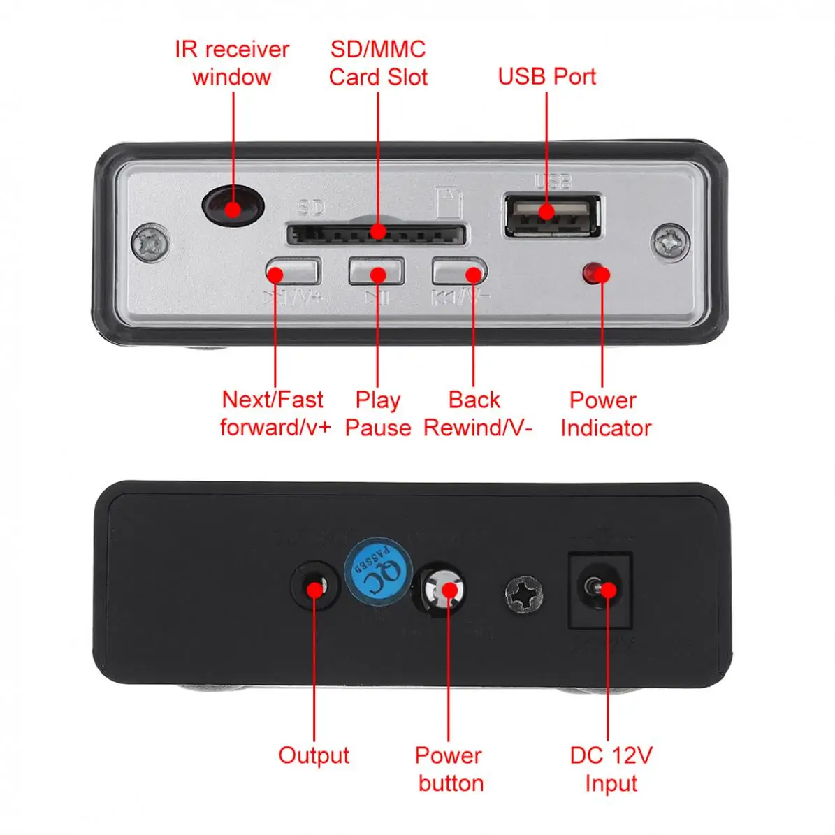 12 В мини легкий портативный автомобильный мотоцикл стерео усилитель Amp LED USB / SD