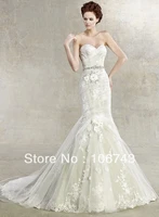 free shipping dress 2016 rhinestone bridal belt crystal applique mermaid wedding gown with crystal wedding dress custom made