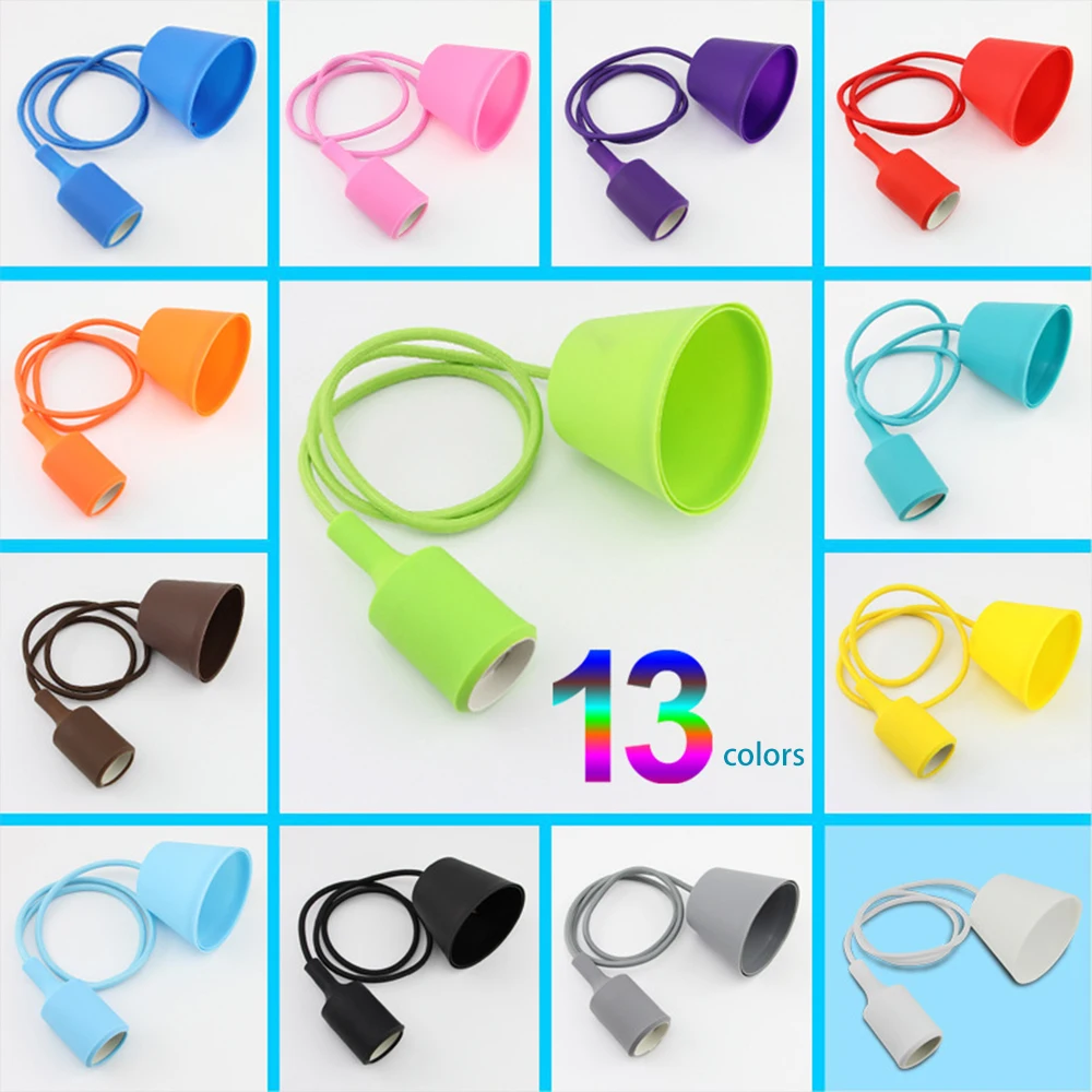 DIY силиконовая Подвесная лампа держатель лампы E27 розетка цветные провода люстра