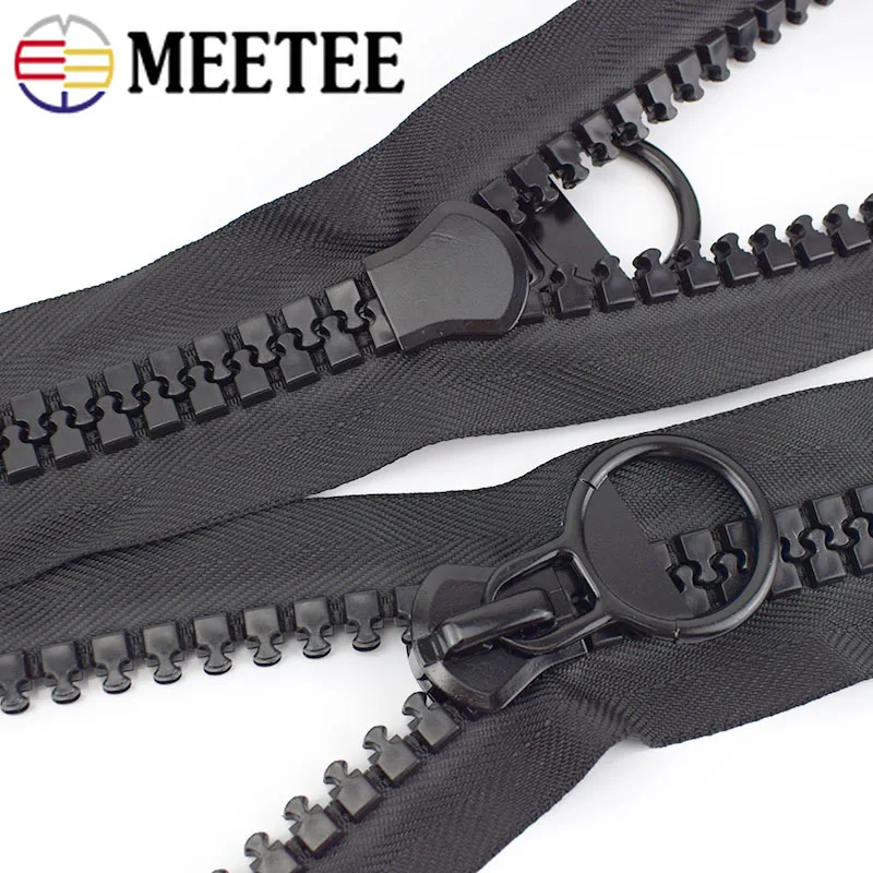 Meetee 20#60/75/80/100/150/200 см очень большой смолы на молнии белого и черного цвета с открытым концом для курток и пальто с карманами на молнии ползунки AP547