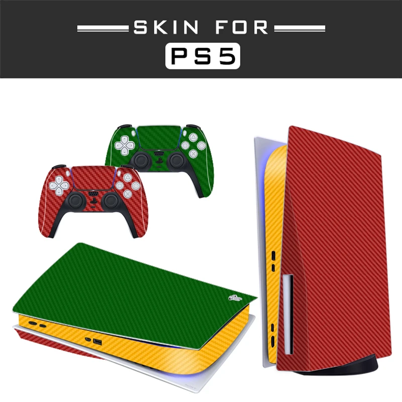

Carbon Fiber PS5 Standard Disc Edition Skin Sticker Decal Cover for PlayStation 5 Console Controller PS5 Protection Shell Case
