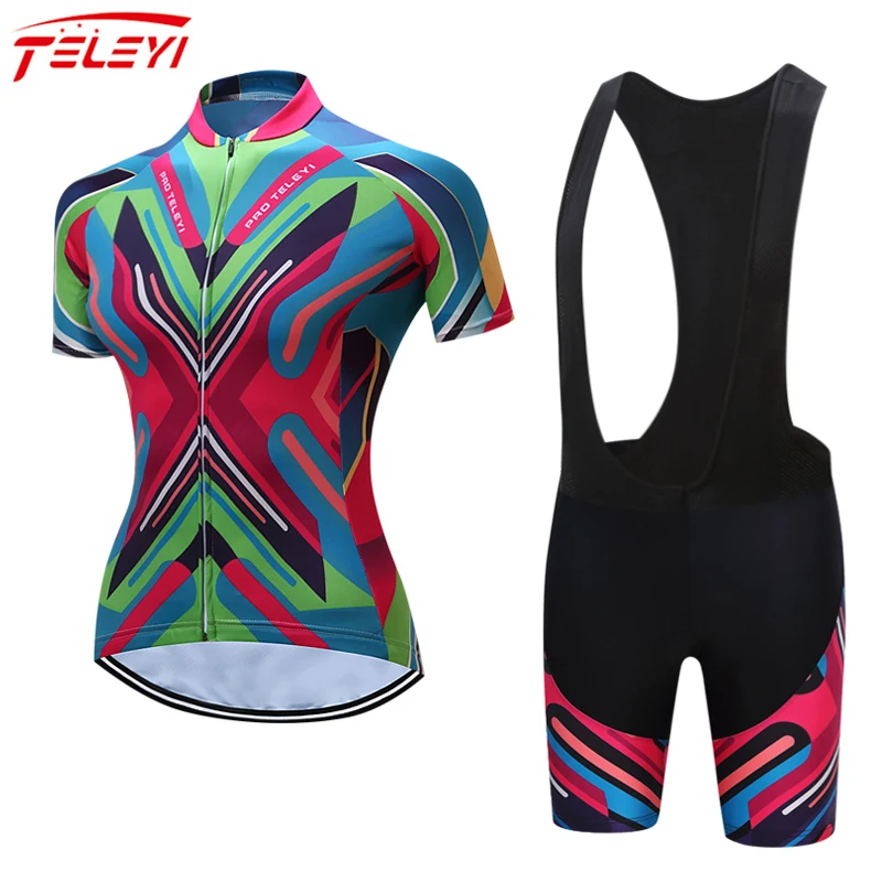 

TELEYI Pro Team Cycling Jersey Women Summer MTB Bike Jersey Set Maillot Ciclismo Quick Dry Bicycle Clothing Cycling Clothes
