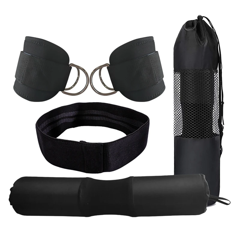 

Barbell Squat Pad Barbell Pad Standard Set with Gym Ankle Straps Resistance Bands Workout Equipment for Home Workouts
