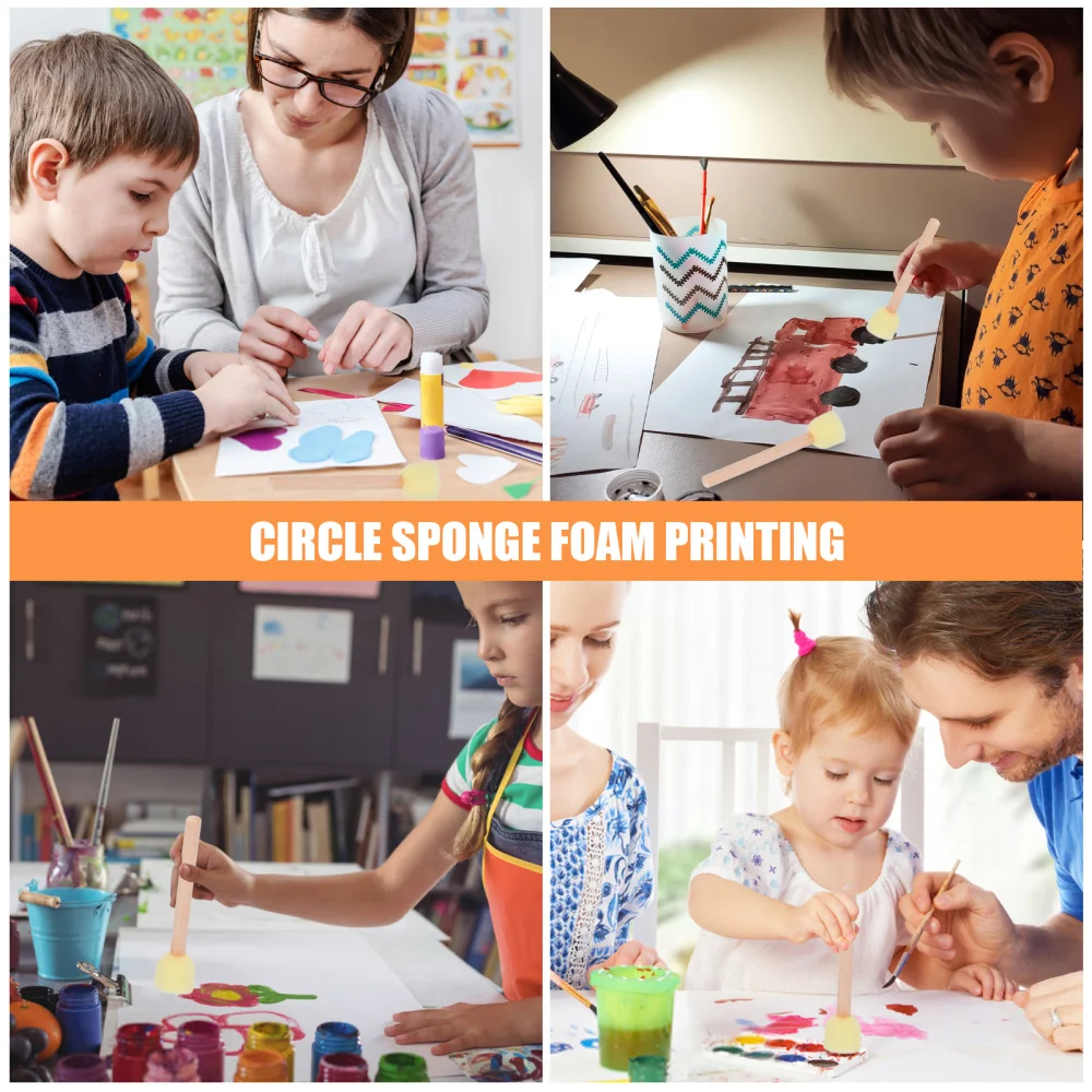 

20Pcs Round Sponges Brush Set Kids Painting Tool Children Drawing Sponge Brushes