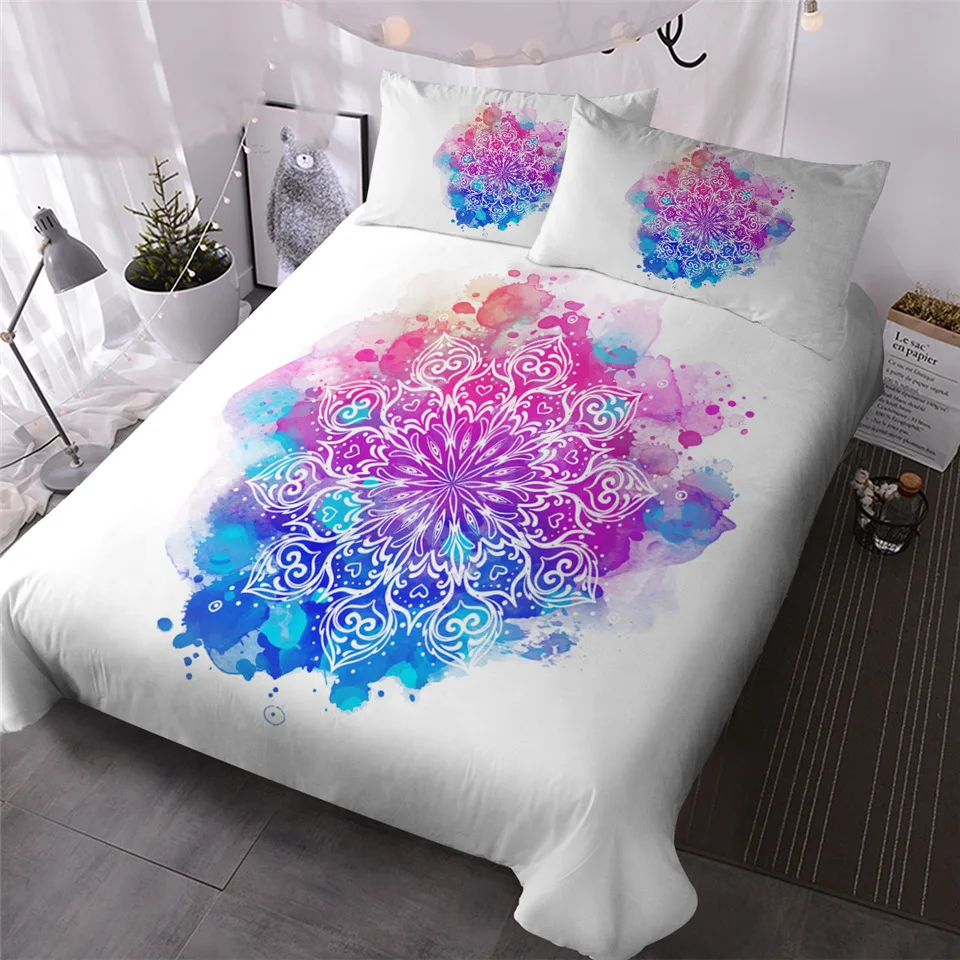Blesslive цветок лотоса Tie Dye постельное белье 3 шт. богемный Мандала пододеяльник Желтый Фиолетовый Зеленый Tye Dye домашний текстиль