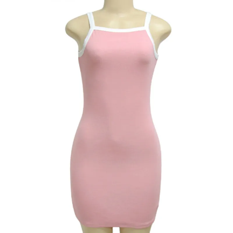 Women Slim Bodycon Mini Dress Casual Sexy Clubwear Sleeveless Spaghetti Straps Dress Women Summer Clothing Dress