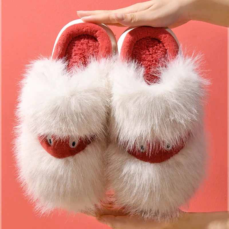 Шлепанцы женские для дома и спальни теплые сланцы на платформе искусственный мех