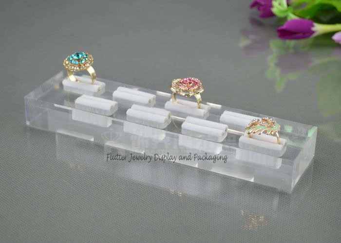 

High Quality Acrylic 8 Slots Ring Display Ring Tray Ring Holder Ring Stand Jewelry Organizer Jewellery Display Case