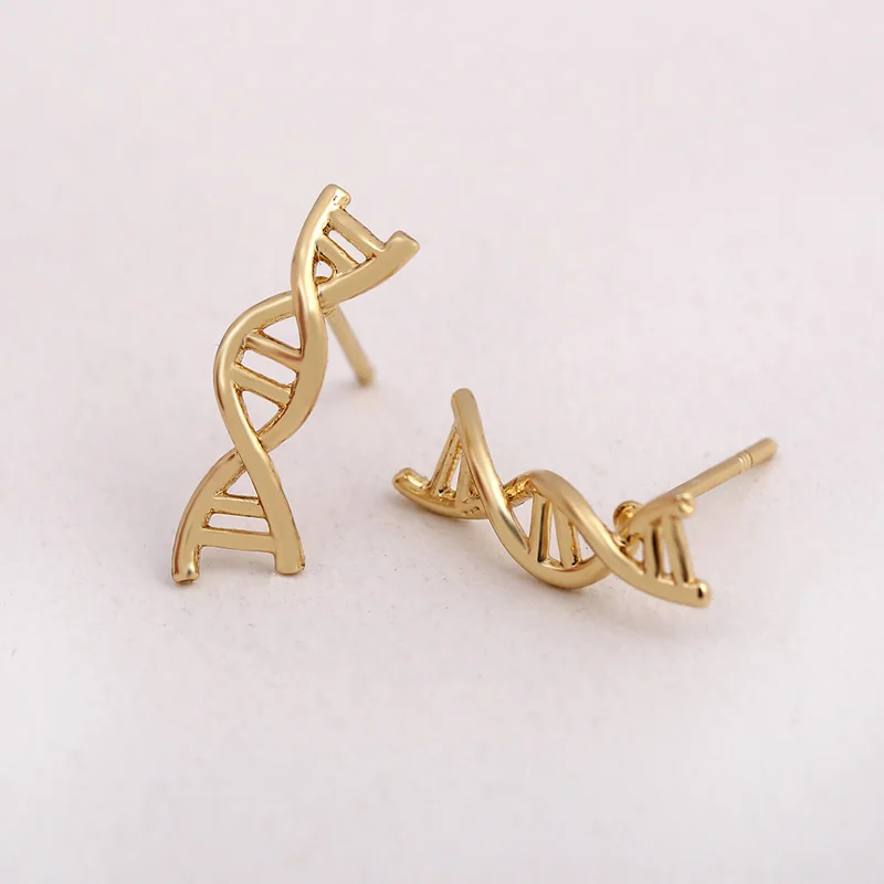 

Fashion Double Helix Stud Earrings for Women Punk Vintage Leaves DNA Earring Pendientes Biology Chemistry Jewelry Studs Gifts