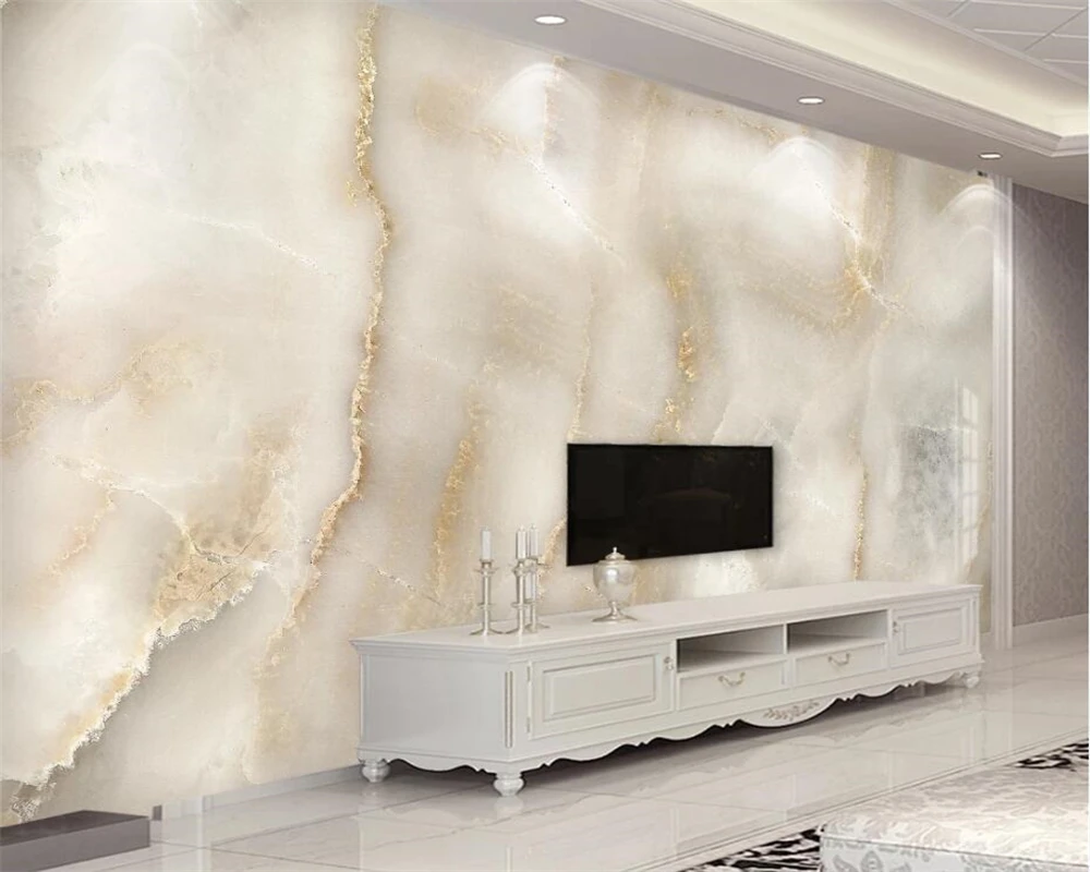Пользовательские абстрактные атмосферные бежевые обои на фоне стены мрамора papel