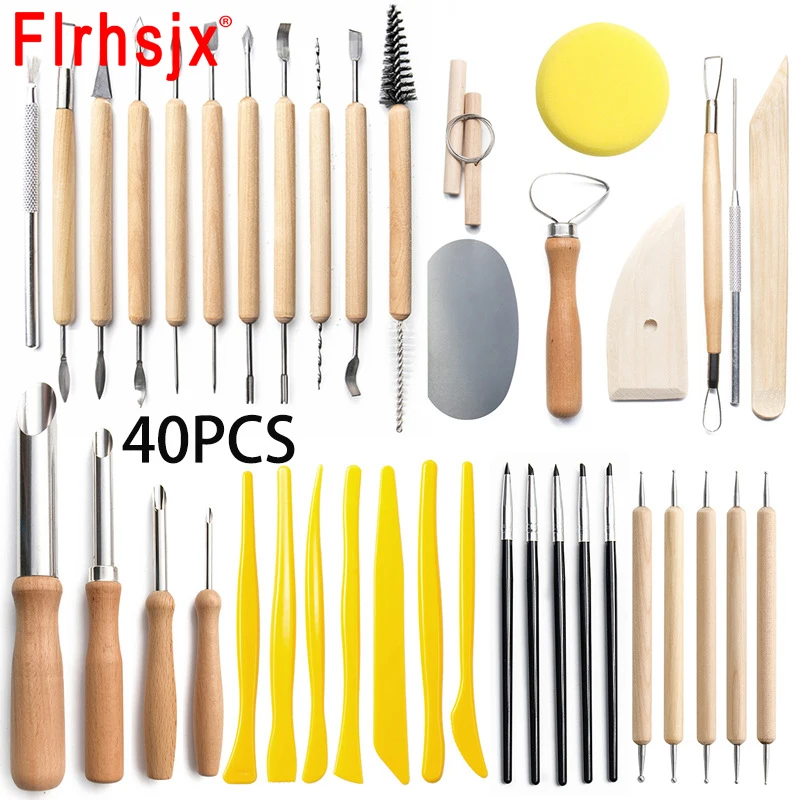 

40pcs/set DIY Clay Tools Sculpting Kit Carving Knife Scraper Pottery Ceramic Polymer Shapers Modeling Carved Ceramic Tools