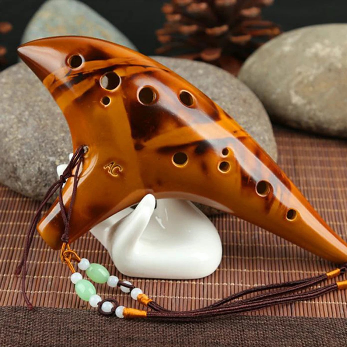 

Alto C Key 12 Holes Burning Classic Glossy Bright Glaze Woodwind Musical Instrument Ocarina
