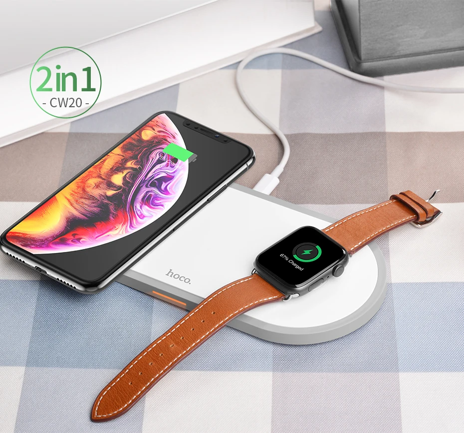 HOCO CW21 3 в 1 Беспроводное зарядное устройство для Apple Watch 4 3 2 1 быстрое зарядное устройство для airpods iPhone 11 X XS MAX 8 QI Беспроводная зарядная панель