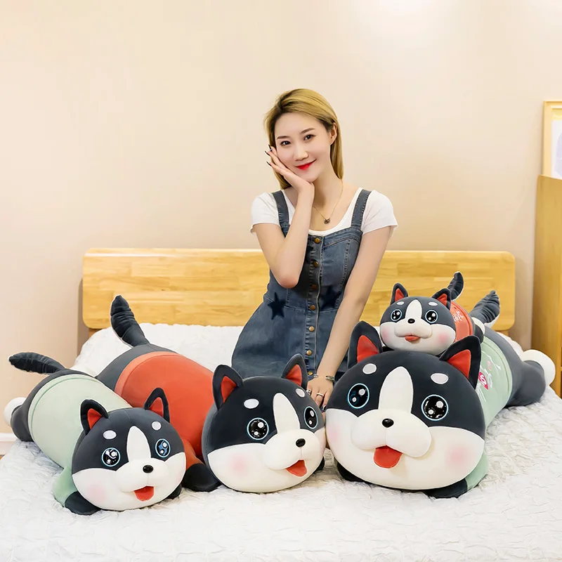

60-120cm Cute Husky Plush Pillow Soft Stuffed Cartoon Animal Toy Girl Birthday Gift Home Cushion Juguetes de peluche Almohada