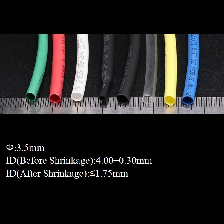 Diameter 3.5mm Heat Shrink Tube 2:1 Polyolefin Thermal Cable Sleeve Insulated Wire Protector Wrap Cover DIY Connector Repair |
