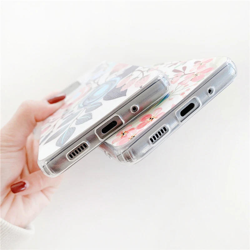

Cute Flower Case For Samsung A42 A50 A51 A71 5G 4G A30 A20 A10 M10 S20 S10 S21 S30 S20FE Ultra Plus Lite Soft TPU IMD Back Cover