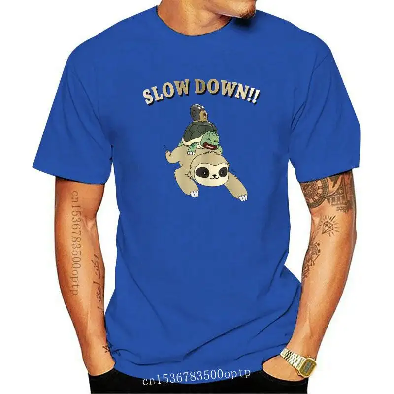 

New Brand Sloth Turtle And Snail Slow Down Kid T-Shirt 2021 Summer MenShort Sleeve T-Shirt