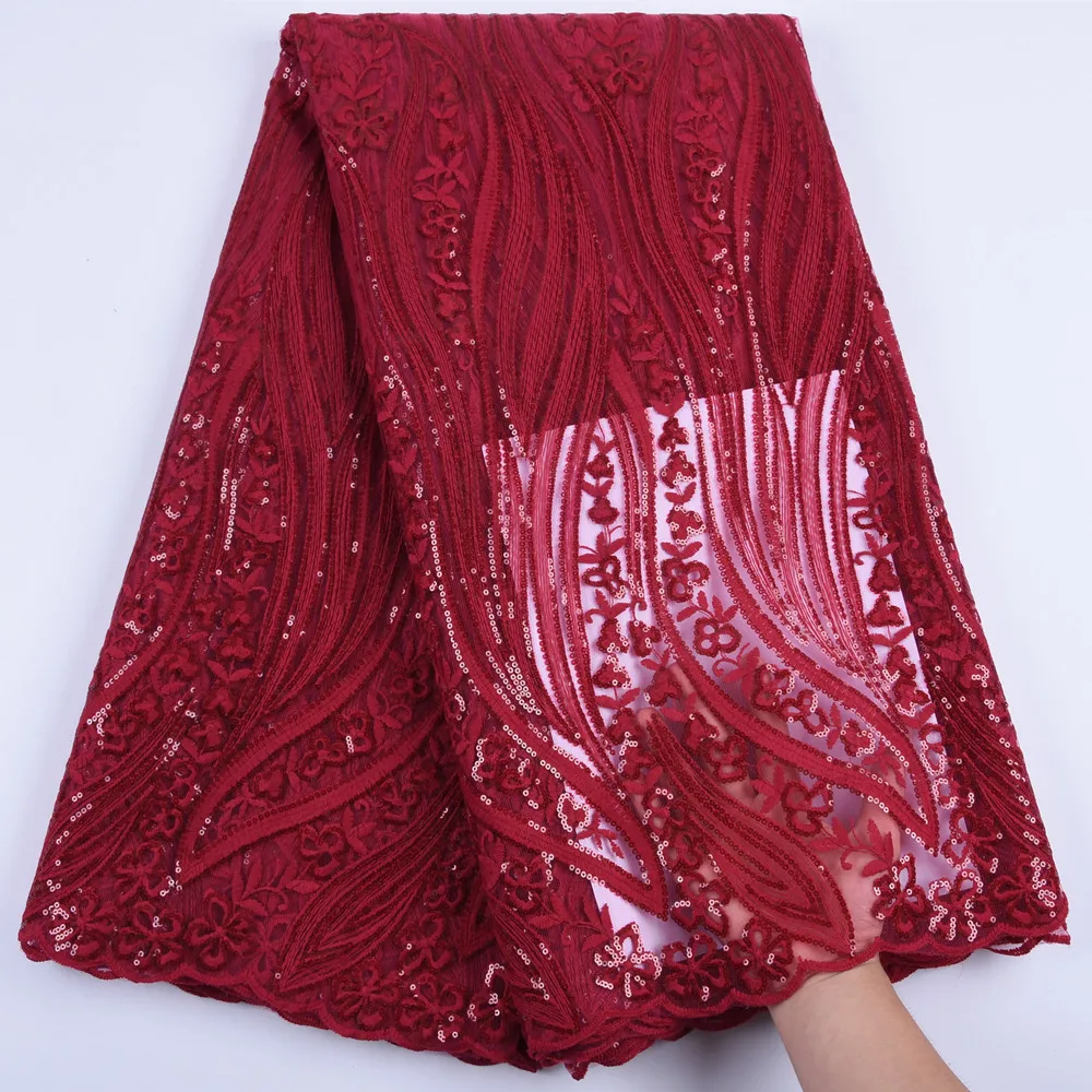 Красное вино африканская Тюлевая кружевная ткань 2019 Высококачественная