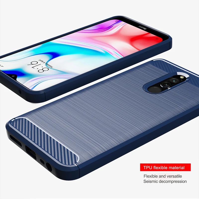 Чехол для Xiaomi Redmi 8A мягкий силиконовый матовый чехол из углеродного волокна Xiomi 8