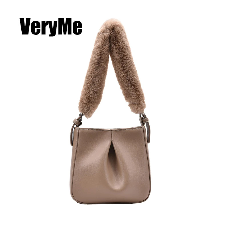 

VeryMe Soft Plush Shoulder Crossbody Ladies Pack For Women 2020 Luxury Handbags Popular Simple Female Tote Bag Bolsos Para Mujer