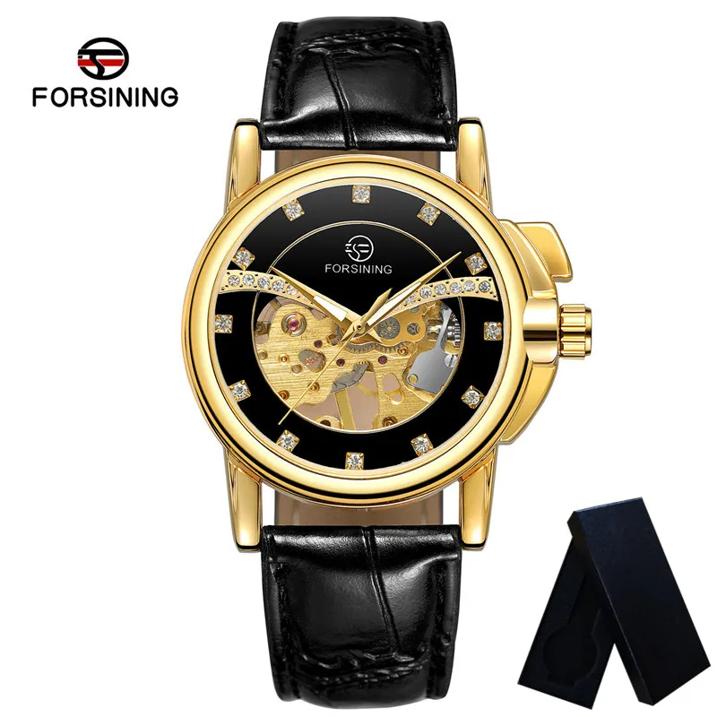 FORSINING женские наручные часы классические Топ бренд роскошные золотые ручные