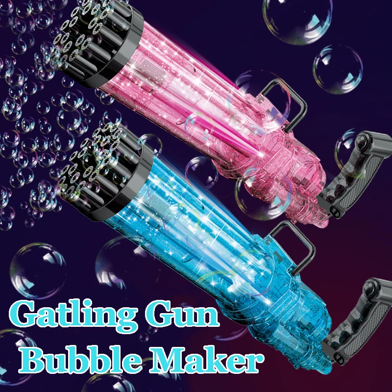

Kids Automatic Gatling Bubble Gun Toys Summer Soap Water Bubble Machine Electric Bubble Machine For Children Xmas Gift Toys