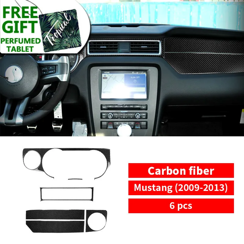 

For Ford Mustang 2009-2013 Carbon Fiber Car Stickers Dashboard Instrument Panel Trim Cover Interior Moulding Decorative Strips