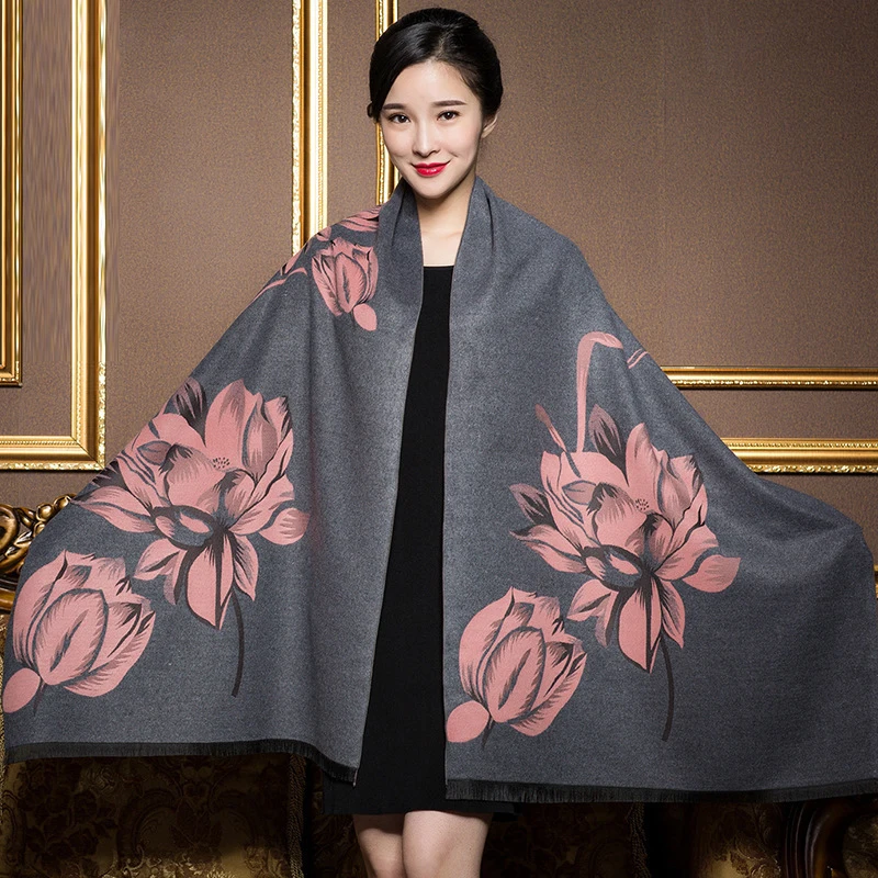 Роскошный дизайнерский зимний шарф 2019 из пашмины теплые кашемировые шарфы для