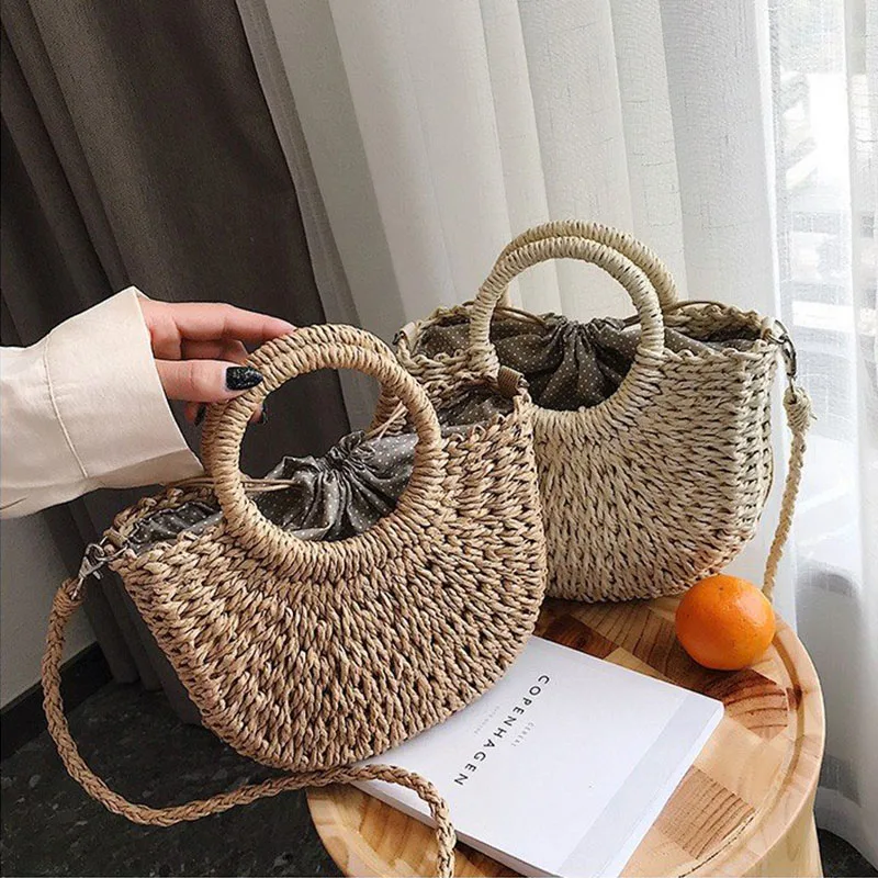 

Straw Weaving Shoulder Bag Fashion Atmosphere Women's Storage Multifunction Crossbody Bag High Capacity Casual All-match Handbag