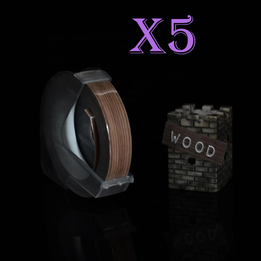 wood Многоцветный 5 рулонов 3D 9 мм ПВХ тиснение этикеток лента совместимый с dymo 1610 12965 ручной принтер этикеток для Motex E101 производитель этикеток - Цвет: wood