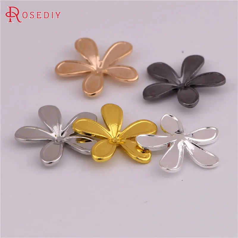 

(39378)30PCS 10.5MM Silver Color Brass 5 Petals Plum Flower Spacer Caps Jewelry Making Supplies Diy Findings Accessories