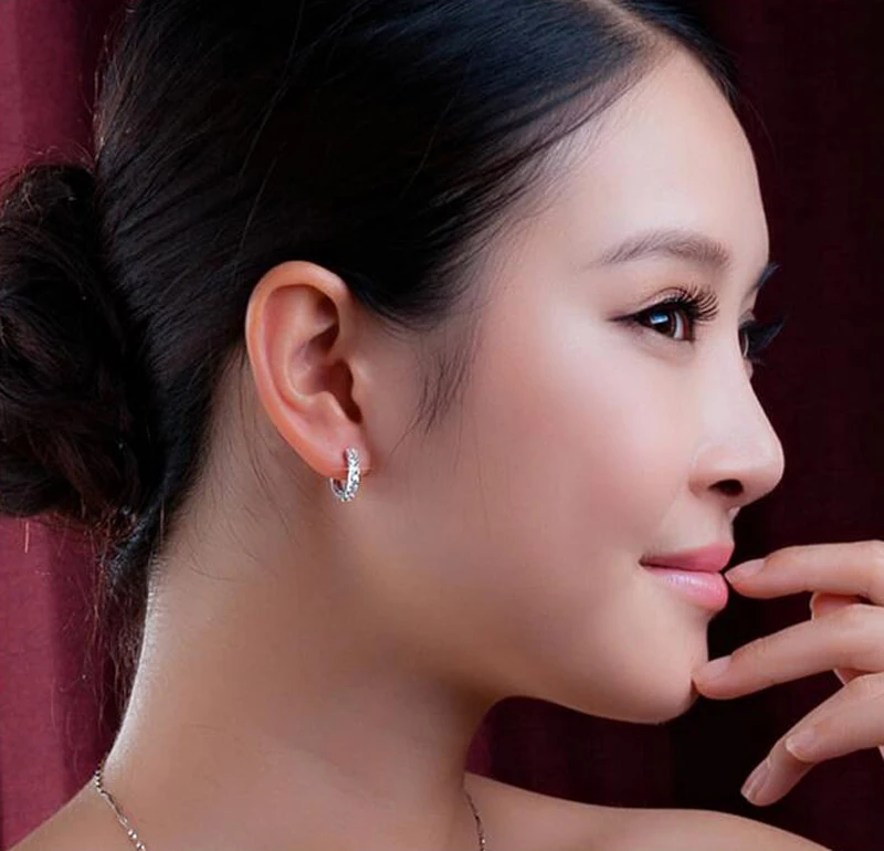 

Fashion 100% Original 925 Sterling Silver Hypoallergenic Earrings Zircon Stud Earring for Women Girl Simple Silver 925 Jewelry