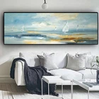 Картина маслом на холсте, настенная живопись с абстрактным изображением лодки, в скандинавском стиле, для гостиной