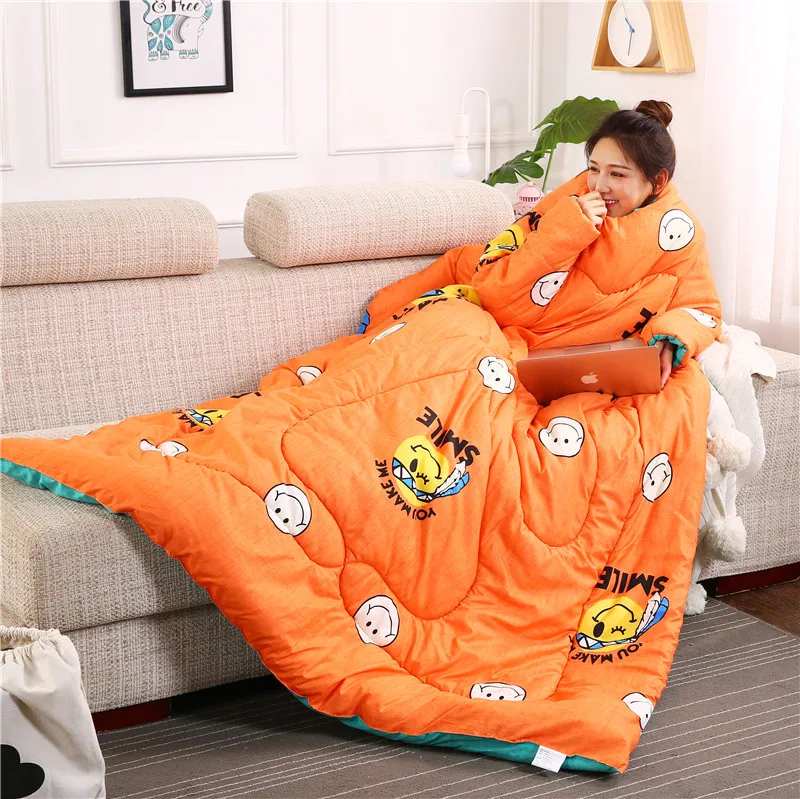 150x200cm Winter Lazy Quilt with Sleeves Home Bedding Comforter Printed Keep Warm Duvet With Filling Outdoor | Спорт и развлечения