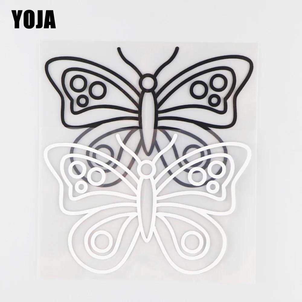 

YOJA 13.9×9.4CM Vinyl Beautiful Moth Cartoon Decal Animals Car Stickers Pattern Black/Silver 19C-0209