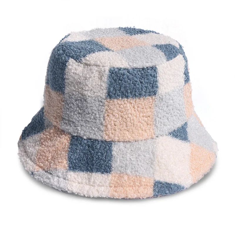New fisherman hat female autumn and winter all-match cute pot hat trendy female hat plush lamb wool fashion hat