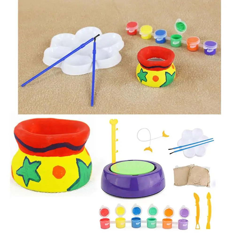 

Beginner DIY Handmake Ceramic Pottery Machine Kid Craft Toy For Gril Mini Pottery Wheels Arts Crafts Early Educational Child Toy