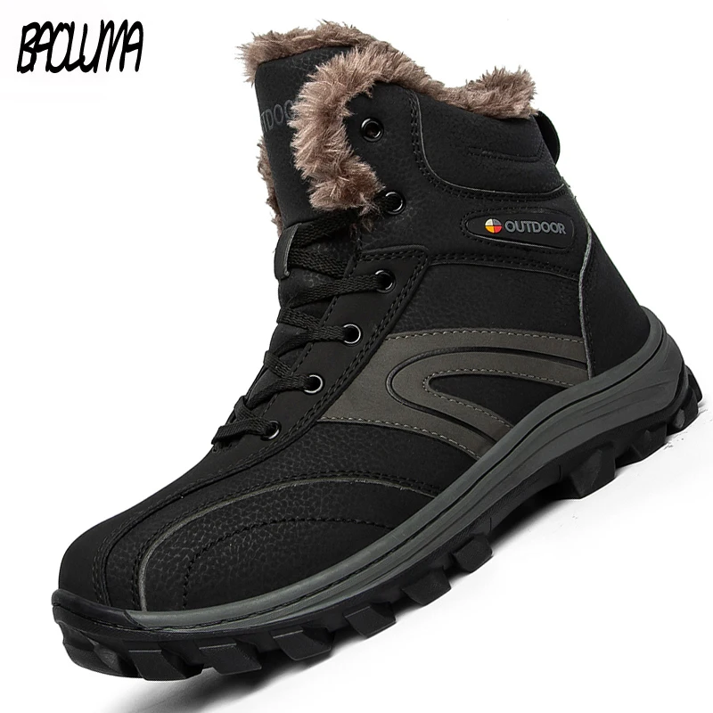 Новые мужские зимние ботинки толстые плюшевые теплые водонепроницаемые на