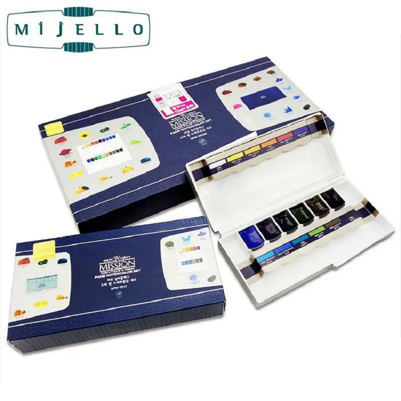 Профессиональные краски MIJELLO пигменты золотого и серебристого цвета 24/20/12 цветов