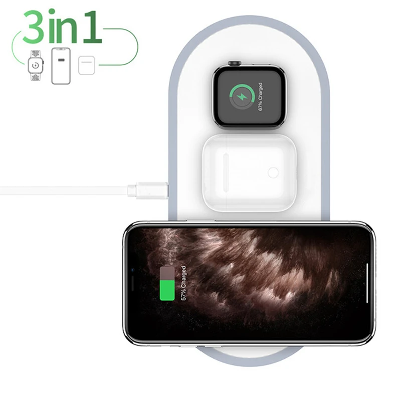 Беспроводное зарядное устройство Qi для Apple Watch 5 4 3 2 1 iPhone 11 XS XR X 8 Airpods Pro 10 Вт быстрой