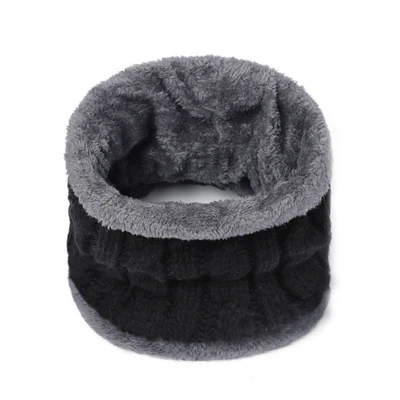 black ring Зимние головные уборы для мужчин и женщин кольцо шарф бархат шеи Теплая Шапка бини уличная Лыжная вязаная шапка унисекс - Цвет: black ring
