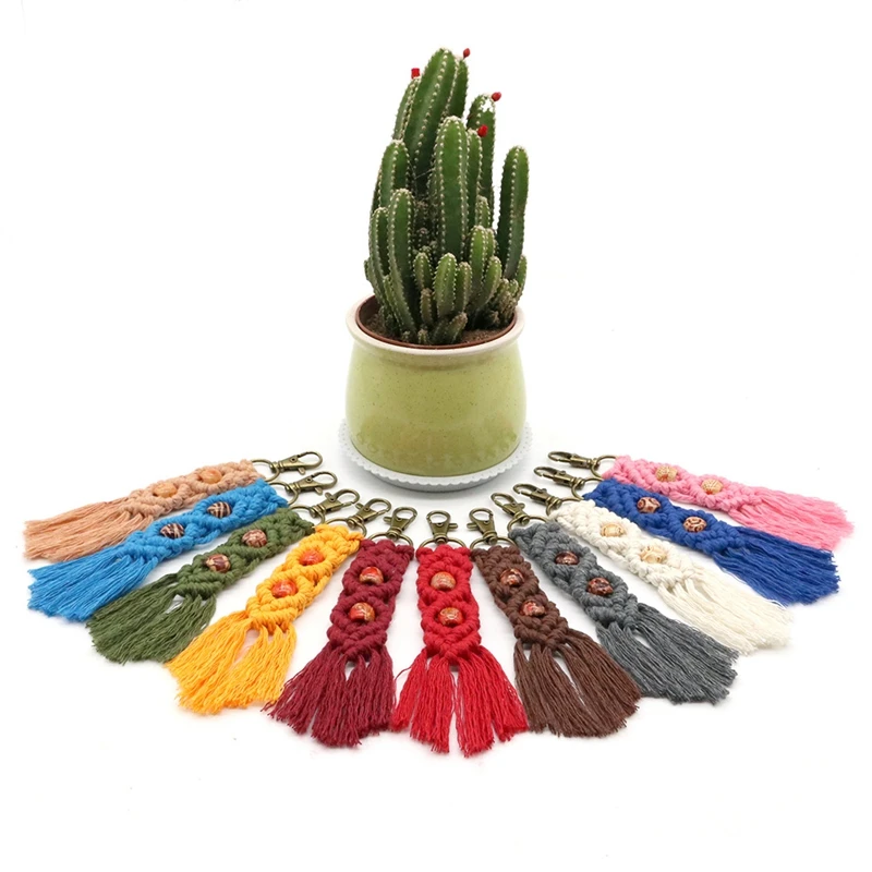 11 Pieces Mini Macrame Keychains Boho Bag Charms for Car Key Purse Phone Supplies | Украшения и аксессуары