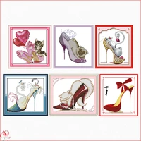high heels and the cat cross stitch kit diy pattern shar pei embroidery 11ct 14ct needlework sewing kit home decoration painting